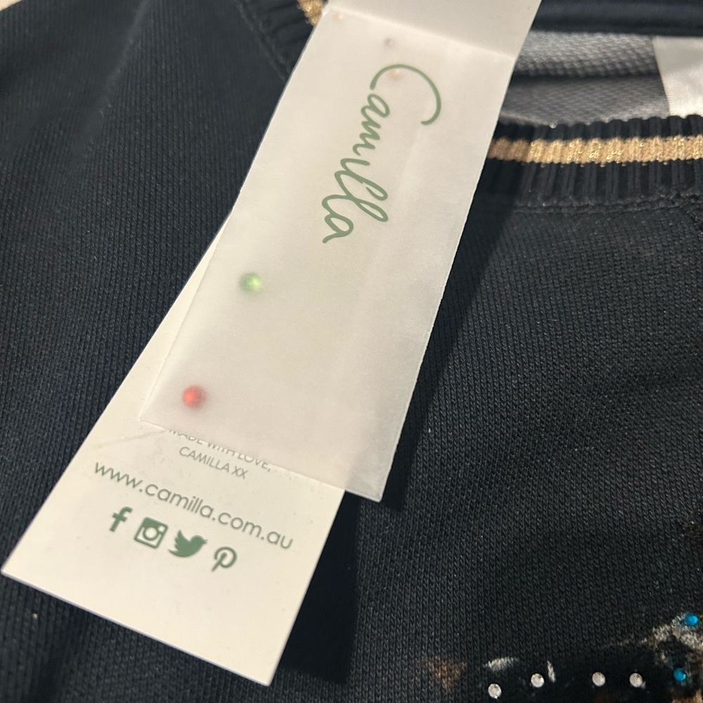 NWT CAMILLA ,  Large , Botanical Chronicles round neck embellished sweatshirt - Picture 3 of 9